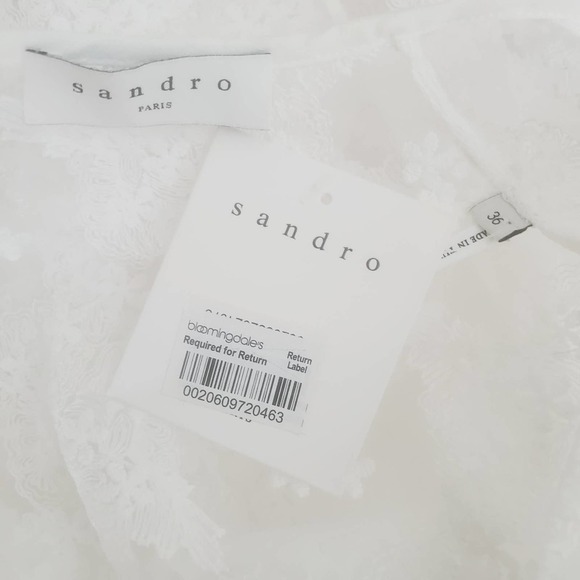 Sandro Paris Isabelle Floral Embroidered Lace Mini Dress Small NEW Striped Slip - Picture 12 of 16